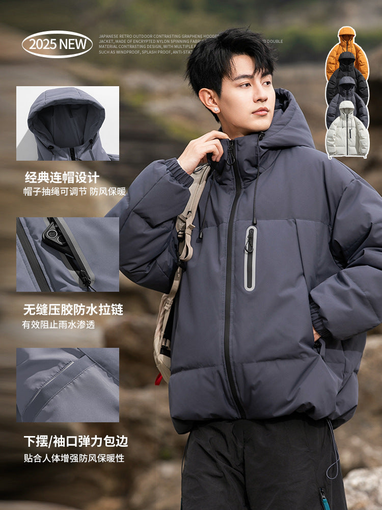 OOTD户外山系石墨烯连帽羽绒服男女同款冬季新款潮牌宽松90白鸭绒